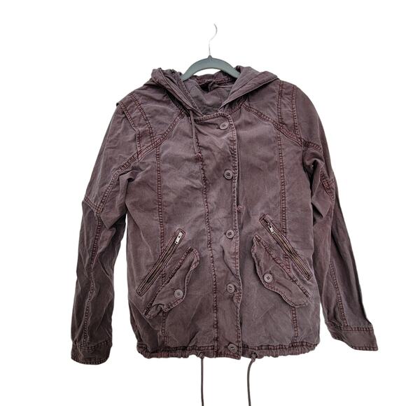 American Eagle Outfitter Utility Cotton Purple Vintage Wash Jacket Women Sz S - Picture 6 of 9